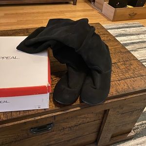 X-Appeal Thea Black knee high suede boot size 9.5 M